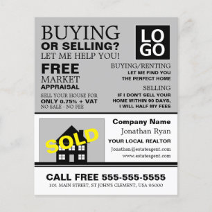 Prospectus 11,4 Cm X 14,2 Cm Maison Vendu, Revendeur, Agent immobilier Publicit