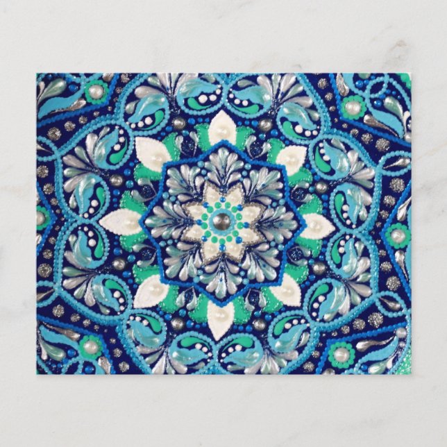 Prospectus 11,4 Cm X 14,2 Cm Mandala d'art des points bleus (Devant)