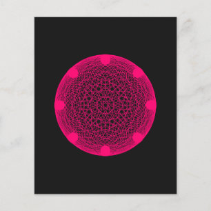 Prospectus 11,4 Cm X 14,2 Cm Mandala rose Neon sur Flyer Noir - Personnalisable