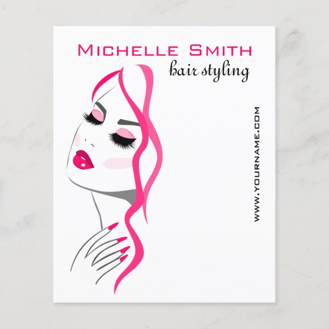 Prospectus 11,4 Cm X 14,2 Cm Manucure Cils Cheveux Rose Fille Marque de Beauté (Devant)