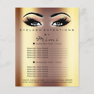 Prospectus 11,4 Cm X 14,2 Cm Maquillage Artiste Beauté Salon Lashes Flyer Peach