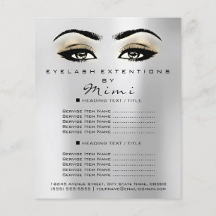 Prospectus 11,4 Cm X 14,2 Cm Maquillage Artiste Beauté Salon Lashes Flyer Silve