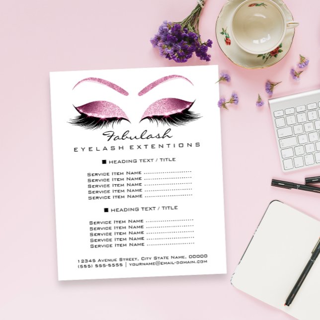 Prospectus 11,4 Cm X 14,2 Cm Maquillage Artiste Beauté Salon Tarifs Circulaire  (Makeup Artist Beauty Salon Price List Flyer Pink)