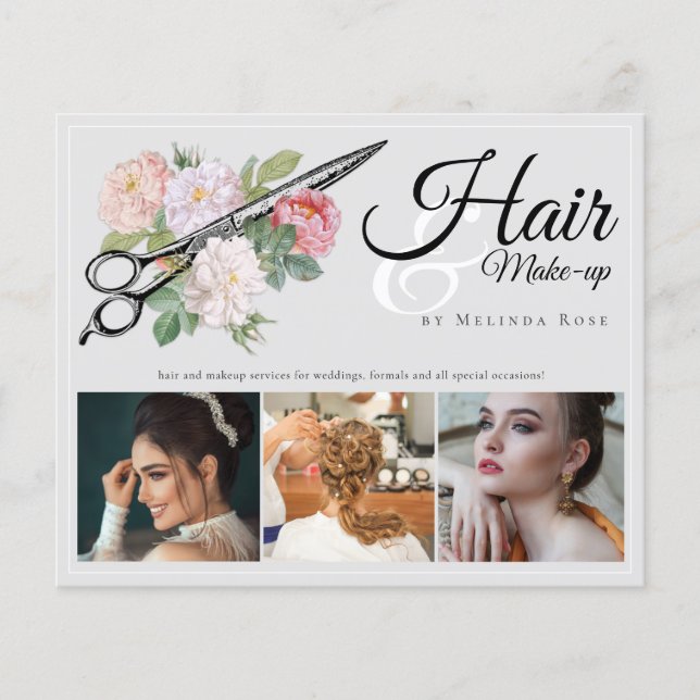 Prospectus 11,4 Cm X 14,2 Cm Maquillage Artiste coiffeur professionnel gris flo (Devant)