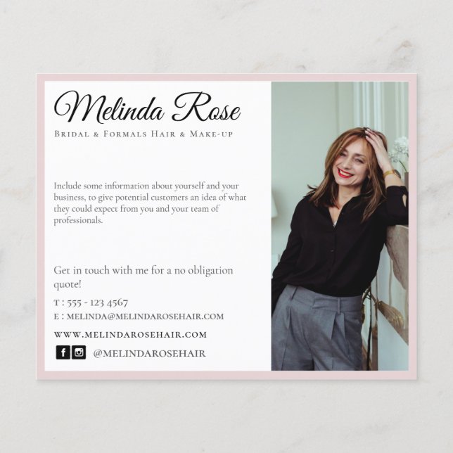 Prospectus 11,4 Cm X 14,2 Cm Maquillage Artiste Coiffeur Professionnel Rose Flo (Dos)