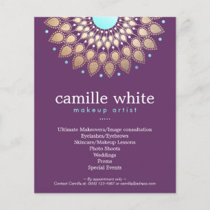 Prospectus 11,4 Cm X 14,2 Cm Maquillage Artiste Elégant Or Ornate Motif Purple