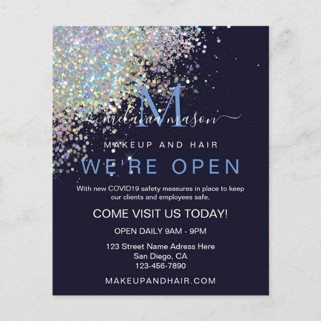 Prospectus 11,4 Cm X 14,2 Cm Maquillage Elégant Rose Holographique Parties scin (Devant)