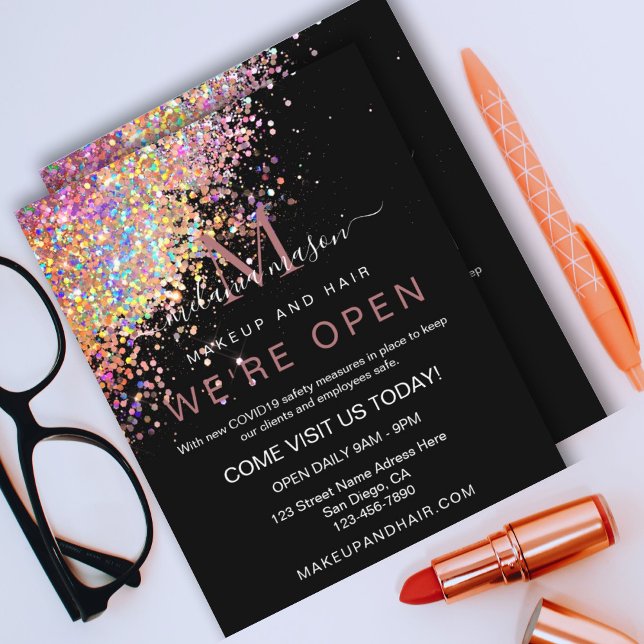 Prospectus 11,4 Cm X 14,2 Cm Maquillage Elégant Rose holographique Parties scin (Créateur téléchargé)