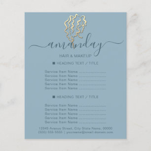 Prospectus 11,4 Cm X 14,2 Cm Maquillage Salon Coiffeur Logo Gold Blue