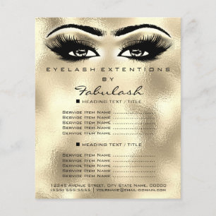 Prospectus 11,4 Cm X 14,2 Cm Maquilleuse Beauté Cils Pailletés Affiche Yeux Or