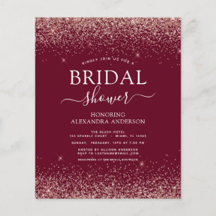 Prospectus 11,4 Cm X 14,2 Cm Mariage à petit budget Burgundy Rose Gold Paillett