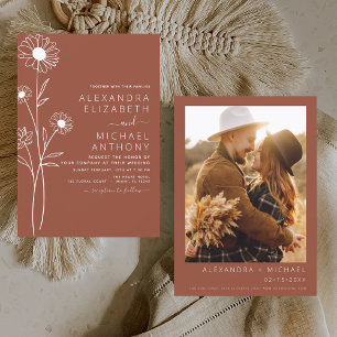 Prospectus 11,4 Cm X 14,2 Cm Mariage à Petit Budget Photo Terracotta Orange Brû