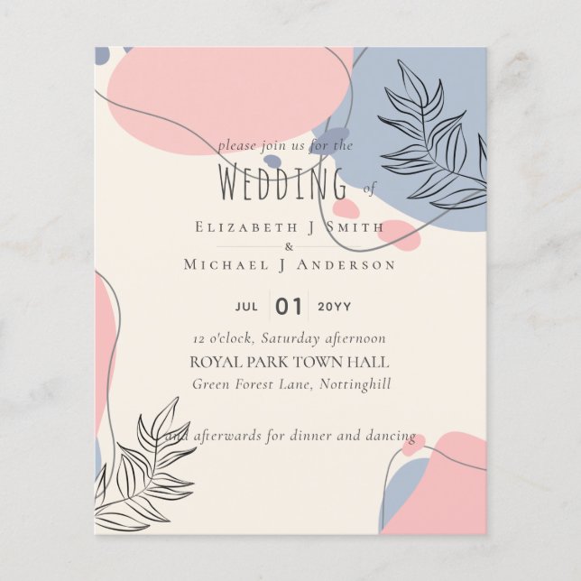 Prospectus 11,4 Cm X 14,2 Cm Mariage Abstrait moderne scandinave japonais (Devant)