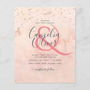 Prospectus 11,4 Cm X 14,2 Cm Mariage au symbole esperluette calligraphie rose B