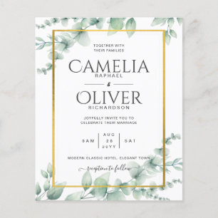 Prospectus 11,4 Cm X 14,2 Cm Mariage avec verdure d'eucalyptus QR CODE Budget m