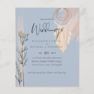 Prospectus 11,4 Cm X 14,2 Cm MARIAGE Bleu Dusty Boho à PRIX LE PLUS BAS
