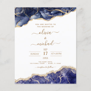 Prospectus 11,4 Cm X 14,2 Cm Mariage bleu marine doré bleu sur budget
