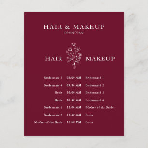Prospectus 11,4 Cm X 14,2 Cm Mariage Budget Coiffure Maquillage Calendrier bord