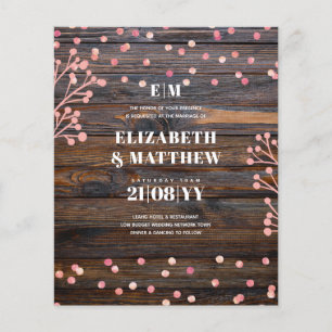 Prospectus 11,4 Cm X 14,2 Cm Mariage budget le plus bas FLYERS Rustic Rosegold