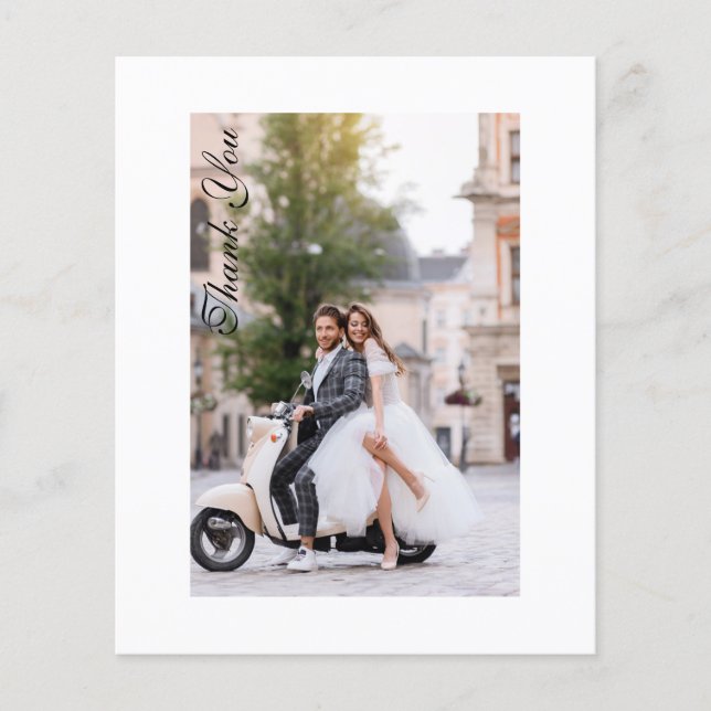 Prospectus 11,4 Cm X 14,2 Cm Mariage Budget Merci Photo Moderne Élégant (Devant)