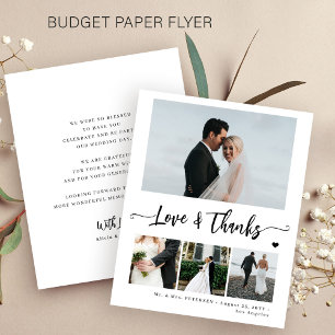Prospectus 11,4 Cm X 14,2 Cm Mariage budget photo noir et blanc merci