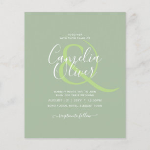 Prospectus 11,4 Cm X 14,2 Cm MARIAGE BUDGET Sage Apple Green Monochrome Texte