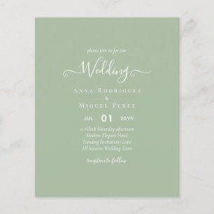 Prospectus 11,4 Cm X 14,2 Cm MARIAGE BUDGET Sage Apple Green Monochrome Texte