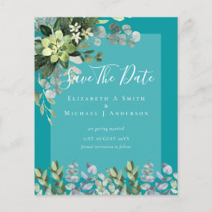 Prospectus 11,4 Cm X 14,2 Cm MARIAGE BUDGET SAVE DATES - Eucalyptus VERT
