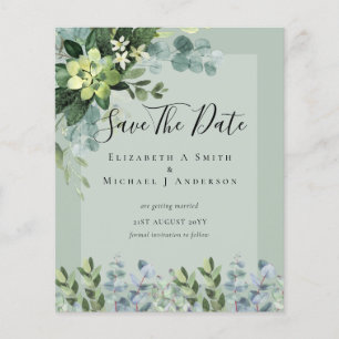Prospectus 11,4 Cm X 14,2 Cm MARIAGE BUDGET SAVE DATES - Eucalyptus VERT