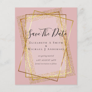 Prospectus 11,4 Cm X 14,2 Cm MARIAGE BUDGET SAVE DATES Gold Parties scintillant