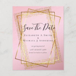 Prospectus 11,4 Cm X 14,2 Cm MARIAGE BUDGET SAVE DATES Gold Parties scintillant