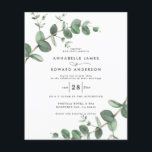 Prospectus 11,4 Cm X 14,2 Cm mariage budget vert invitation Eucalyptus<br><div class="desc">Budget Eucalyptus verdure feuillage moderne minimaliste jardin fête Mariage Invitations. Design botanique contemporain simple.</div>