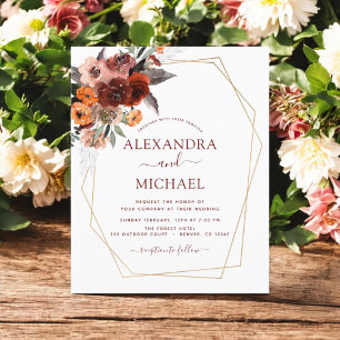 Prospectus 11,4 Cm X 14,2 Cm Mariage de automne Budget Burnt Orange Floral