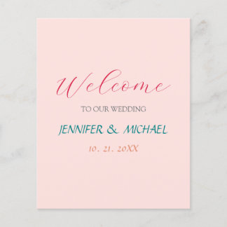 Prospectus 11,4 Cm X 14,2 Cm Mariage de bienvenue élégant en calligraphie