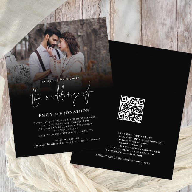 Prospectus 11,4 Cm X 14,2 Cm Mariage de code QR du script de photo de valeur In (Weddng Invitation Value Paper alternative)