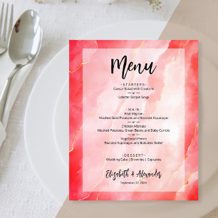 Prospectus 11,4 Cm X 14,2 Cm Mariage de marbre rouge argent budget Flyer