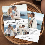 Prospectus 11,4 Cm X 14,2 Cm Mariage de recouvrement de calligraphie budgétaire<br><div class="desc">Budget, Minimaliste Moderne Élégant "Amour et merci" Script 3 Photo Collage Mariage Merci personnalisé abordable flyer à bas budget. Un mariage élégant vous remercie modèle en papier avec quatre (3) photos à l'avant et une photo à l'arrière. Avec le texte "Amour et merci" dans une tourbillonnant police de script de...</div>