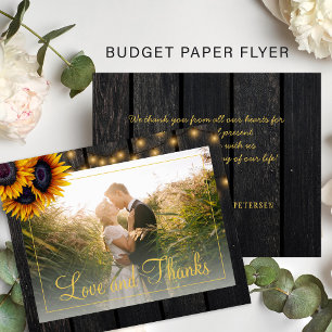 Prospectus 11,4 Cm X 14,2 Cm Mariage de tournesol rustique budget merci flyer