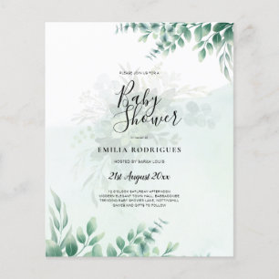 Prospectus 11,4 Cm X 14,2 Cm Mariage d'or vert Eucalyptus Feuille QR CODE