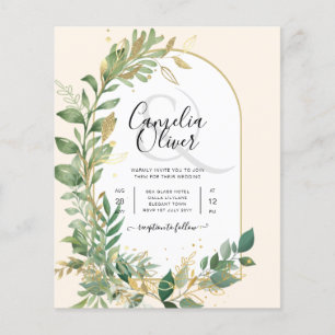 Prospectus 11,4 Cm X 14,2 Cm Mariage en or Leaf de plantes modernes Invitation