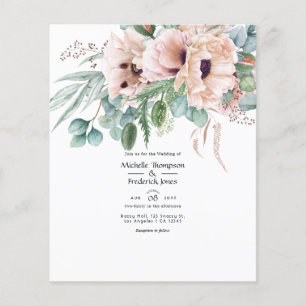 Prospectus 11,4 Cm X 14,2 Cm Mariage Eucalyptus Bohème Poppy Rose