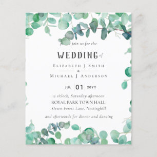 Prospectus 11,4 Cm X 14,2 Cm Mariage Eucalyptus - Feuillage Vert Aquarelle