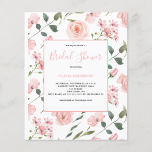 Prospectus 11,4 Cm X 14,2 Cm Mariage Fleur Rose Budget pour une Douche de Marié