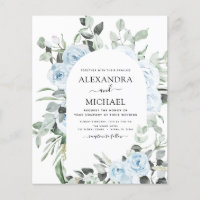 Mariage Fleuris Bleu Poussiéreux Économique