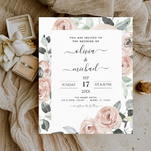 Prospectus 11,4 Cm X 14,2 Cm Mariage Fleuris Rose Poussiéreux et Sauge Économiq