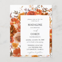 Mariage floral à automne rouge et orange Budget
