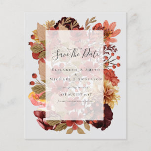 Prospectus 11,4 Cm X 14,2 Cm Mariage Floral Automnal - Burgundy Orange BUDGET