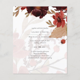 Prospectus 11,4 Cm X 14,2 Cm Mariage Floral Automnal Orange Bourgogne Économiqu