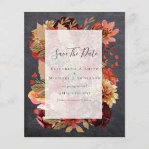 Prospectus 11,4 Cm X 14,2 Cm Mariage Floral Automne - BUDGET Orange Bourgogne