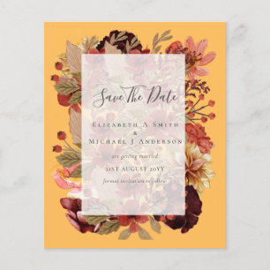 Prospectus 11,4 Cm X 14,2 Cm Mariage Floral Automne - BUDGET Orange Bourgogne